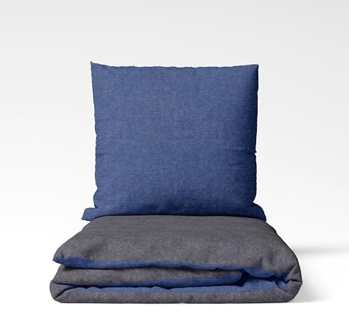 SETEX Wendebettwäsche 135x200 cm - 2-teiliges Bettwäsche-Set in ansprechendem Dunkelgrau-Dunkelblau-Design, Inklusive Bettdeckenbezug und Kissenbezug (80x80 cm), Aus 90% Baumwolle/10% Polyester