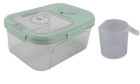 Buachois Almacenamiento De Contenedores De Granos, Caja De Almacenamiento De Arroz Para Alimentos Secos, Contenedor De Almacenamiento De Arroz, Cubo Dispensador De Cereales Para El Hogar(10kg-Verde)