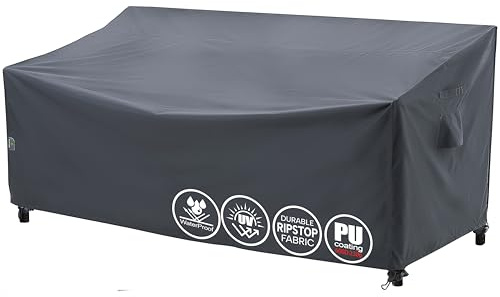 F&J Outdoors Impermeabile per Divano da Giardino 208x99x66/91cm Copertura Protettiva per Divano da Esterno Copertura per Panchina a 3-4 Posti Grigio Protezione Antipioggia