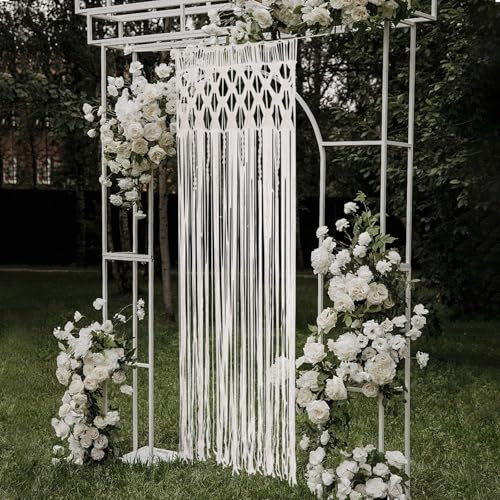 Kozivmo Flauschvorhang Türvorhang (203x74 cm) in Weiß - Raumteiler, Flauschvorhang in Unistreifen, Bohème Stil Sichtschutz für Ihre Balkon/Terrassentür - Trennwandvorhang