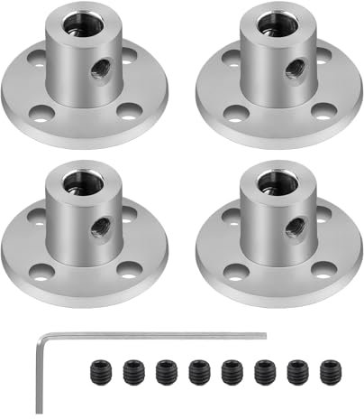 LALAGO 4 Pcs Flange di Accoppiamento, Modello con Guida Rigida, Raccordi per Albero/Asse, Flangia Accoppiamento Connettore con Viti per Fai Da Te e Motori di Modellini Radiocomandat (6mm)