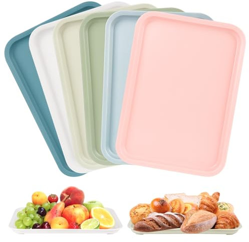 Trendecor Tablett, Kunststoff, rechteckig, 24,8 x 17,8 cm, Serviertablett, rechteckig, für Küche, Esszimmer, Kaffee (6 Farben)