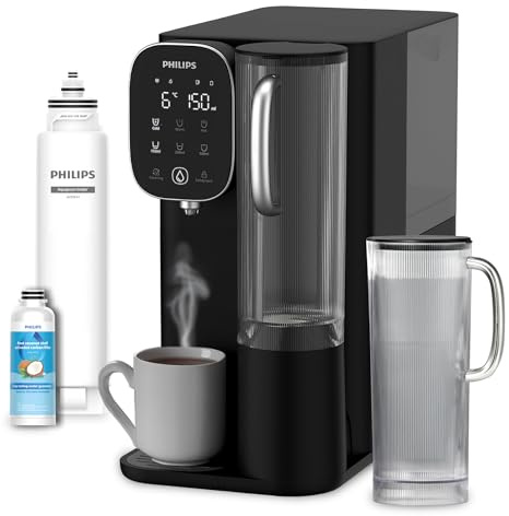 Philips Water Dispensador de Ósmosis Inversa 6500: Agua fría y Caliente purificada al Instante, filtración RO 5 en 1 Reduce >110 contaminantes, relación 3:1, UV-C, sin instalación, 2000 L.