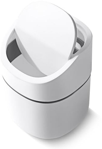 DHSWNNG Mini Desk Bin, Plastic Desktop Bin Table Top Trash Can With Swing Lid Desk Top Bins for Bathroom Office Kitchen Car (2L)