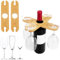 2 Pezzi Porta Bicchieri di Vino in Legno di Bambù, Porta Bottiglie di Vino e Bicchieri in Legno, Portabicchieri in Bambù, Design Moderno, per Fino a 4 Bicchieri da Vino e 1 Bottiglia