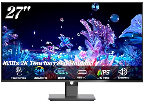 Pisichen 27 Inch 2K 165Hz Gaming Touch Screen Computer Monitor with HDMI USB Type C, 10-Point IPS PC Touch Display for Laptop Business Phone, VESA Mountable, Tilt Adjustable