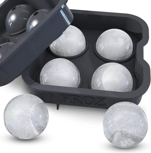 Moule à glaçons sphériques en silicone alimentaire, avec capacité de formation de 4 boules de 4,5 cm