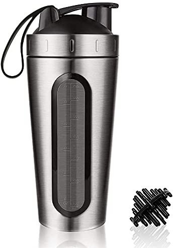 Manfore Protein Shaker, Diät Shaker, Wasserflasche mit Messskala und Drehverschluss, ohne BPA und Spezialduft, für Outdoor Enthusiasten