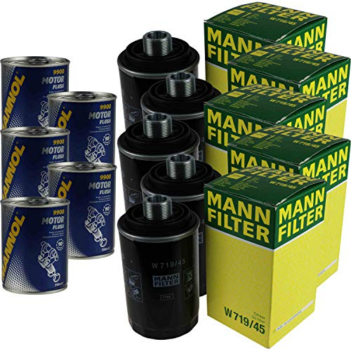 MANN Lot de 5 filtres à huile W 719/45 + 5 x rinçage moteur SCT