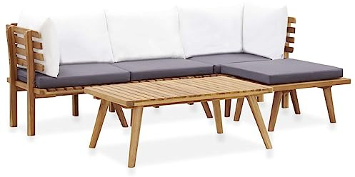 vidaXL Juego de Muebles de Jardín 5 Piezas Sofás y Mesas Conjunto de Salón Terraza con una Mesa de Comedor Exterior Madera Maciza de Acacia
