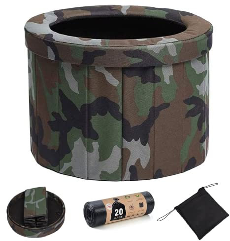 Go Top Tragbare Campingtoilette für den Außenbereich mit 20 Bio Toilettenbeute, Mobile Toilette, Camping WC, Toilettenstuhl, Autotoilette Geeignet für Camping, Wandern, Fernreisen, Staus