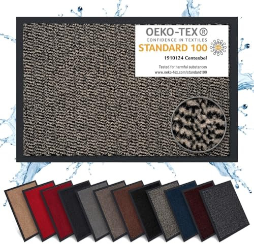 Carpet Diem Fußmatte, einfach sauber I Schmutzfangmatte Eingangsbereich - Fussmatte Innen & Außen, rutschfeste Türmatte, Schmutzfang Teppich für Haustür I Fußabtreter in Beige-Schwarz 90x150 cm