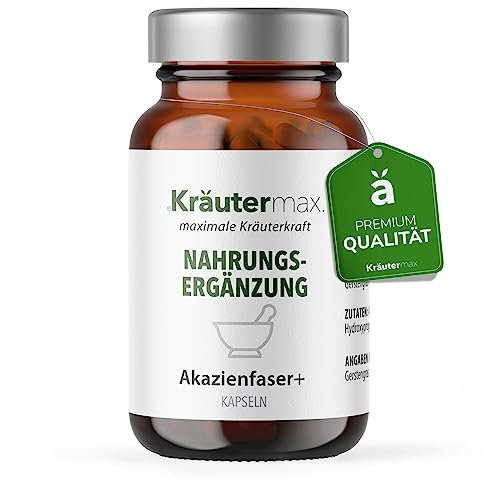 NEU! Kräutermax Akazienfaser Kapseln | Akazienfaser Pulver mit Gerstengras und Weizengras | Akazienfaser Kapseln vegan | Akazienfaser 1 x 50 Stück