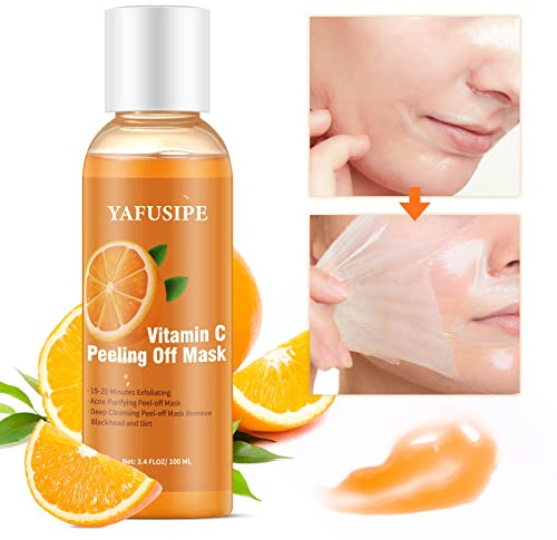 YAFUSIPE Peel Off Face Mask Vitamin C Peel Off Masks, Blackhead Mask Orange Peeling Lotion Exfoliating Blackhead Remover Poreless Deep Cleanse Purifying Hand Masks for Face Arms Neck Gifts 3.4 FLOZ