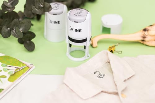 Mine Stamp Sello Redondo Personalizado para Marcar Ropa | Sello Textil para Ropa Infantil y Accesorios | Ideal para Guardería y Colegio