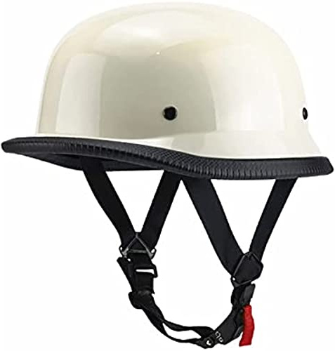 YMKJGZS German Style Cool Open Face Helmets Half Helmet Adults Half Shell Helmet Low Profile Cruiser Chopper, DOT Approved Helmet Classic Moped Road Riding for Men and Women (Ivory White,XL(58-59CM))