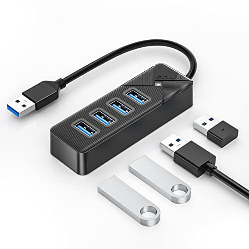 GiGimundo Hub USB 3.0, Multi USB Splitter 4 Porte per Laptop, Trasferimento dati Veloce Distributore USB 3.0 (Cavo da 15 cm) Compatibile con MacBook, PS4, Surface Pro, Flash Drive, Mobile HDD, Nero