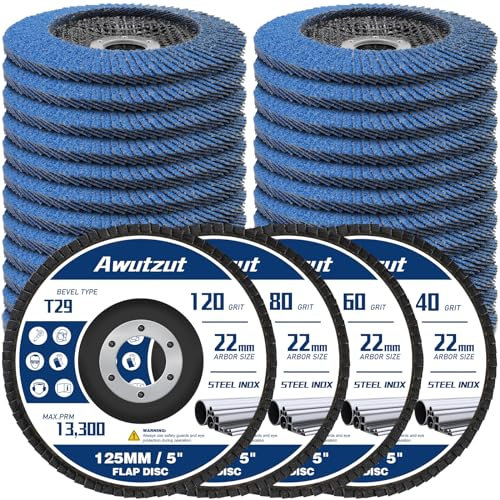 Disque Lamelles 125MM Abrasif Meuleuse Grain 40/60/80/120 pour Meuleuse d’angle 22PCS