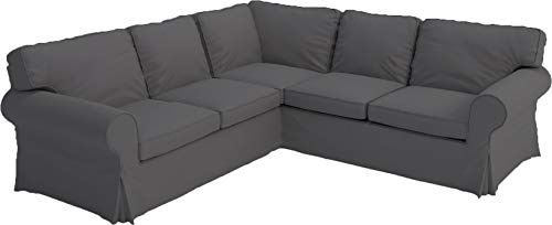 HomeTown Market slitstarkt hörnsoffa skydd ersättning kompatibel med IKEA Ektorp 2 + 2 sektionssofa. Bara dra-på-skydd! Soffa ingår inte! (Polyester mörkgrå)