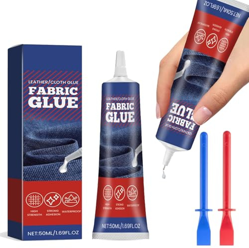 XoeLLe 100 ml tyglim, vattentätt lim, läderlim, 24 timmar torrt flytande lim, transparent tvättbart tygklistermärke för bomull, flanell, denim, dockreparation