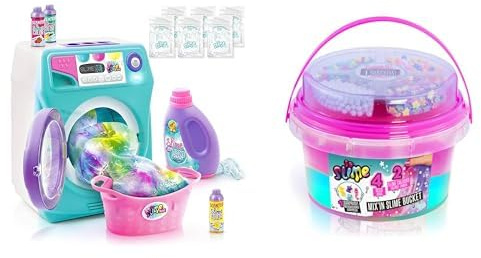 Canal Toys So Slime SSC 134 DIY Tie Dye Slime mit Waschmaschinenmixer und So Slime SSC 139 Ready Slime Bucket, Mix'in & Make Your Own Slime Set mit Charms und Perlen, 400 g, Multicoloured