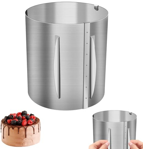 TOKSEO Anillo para tartas ajustable, 20 cm, ajustable, de acero inoxidable, diámetro ajustable de 16 a 30 cm