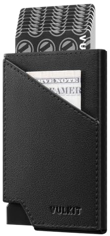 VULKIT Pop-up Porta Carte Portafoglio RFID Blocking Sottile Custodia Porta Carte di Credito in Alluminio con Tasca per Soldi Aziendali per Carte di Credito Banconote e Monete