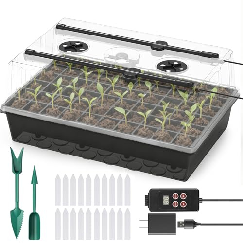 OrionEarth 60-Cell Self-Watering Seed Starter Tray with Grow Light, Seed Starter Kit with 4.07” Humidity Dome, Indoor Seedling Starter Tray, Seed Starting Trays for Plant Germination, Seeds Growing
