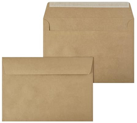 Netuno 20 stora kuvert brunt kraftpapper DIN C5 16,2 x 22,9 cm 100g naturligt kraft återvunna vintage kuvert A5 för kort bröllop födelsedagar inbjudningar