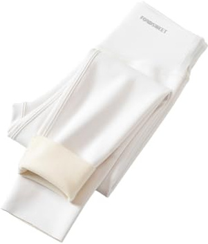 Generisch Pantalones de invierno para niña, forro polar, ropa interior térmica, gruesos y cálidos, para niños, yoga, deportes, correr, ropa casual, Blanco, 12-13 años