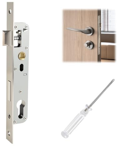 Cerradura de embutir de 85 x 20 mm, acero inoxidable, cerradura de puerta de casa, cerradura de marco de tubo, distancia de 85 mm, longitud de 20 mm, cerradura de puerta de jardín, caja de cerradura