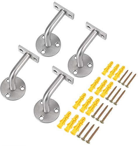 Proster 4PCS Handrail Brackets for Stairs Stainless Steel Handrail Holder White Banister Rail Brackets Wall-Mounted Balustrade Stair Rail Kit Included Fixing Screws