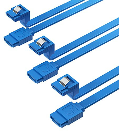 SABRENT SATA III Kabel (3 Stück), HDD SDD L-Type Stecker Datenkabel 6Gbps 51cm, mit Metall Clip Verriegelungsriegel (CB-SRB3)