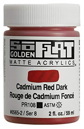 Golden SoFlat 6565-2 Acrylfarbe, matt, 60 ml, Kadmiumrot dunkel