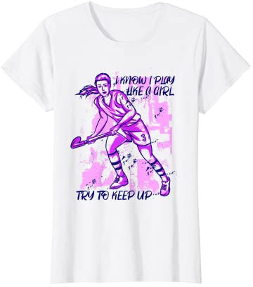 Feldhockey Spruch Spiele wie ein Mädchen Hockey T-Shirt