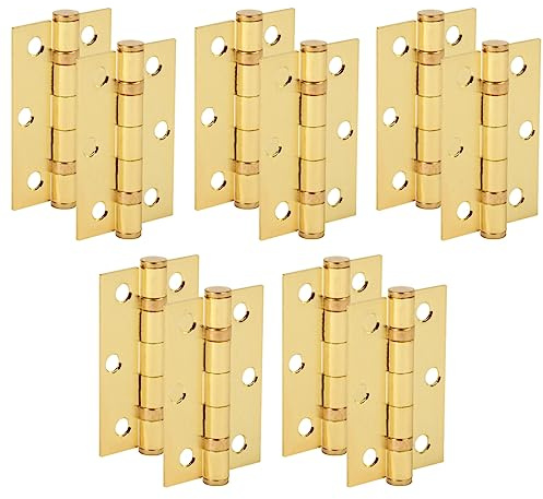 HANDLEZONE® Door Hinges 5 Pairs 76mm / 3 inch Ball Bearing, with Screws - Satin Brass