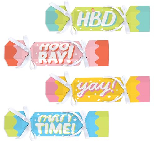 Big Dot of Happiness Party Time - No Snap Happy Birthday Party Table Favors - DIY Cracker Boxes - Set of 12