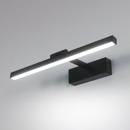 Comely LED Spiegelleuchte Bad 40cm, 240° Drehbar Spiegellampe Badezimmer Lampe 9W 1100LM, Schrankleuchte in Schwarz für Spiegel Schreibtische Küchen Schränke und Wand, 6500K Kaltweißes Licht
