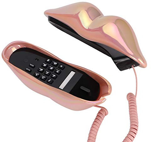Novità WX 3016 Telefono Fisso a Forma di Labbra a Forma di Bocca, Rosa Vibrante, Telefono da Scrivania per Casa e Ufficio con qualità del Suono Chiara -