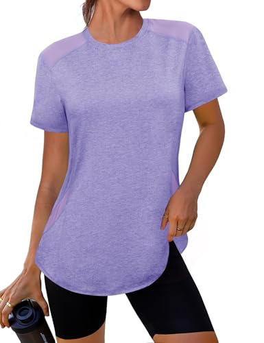 Gyabnw Camiseta Deportiva Mujer Manga Corta Cuello Redondo Protección Solar
