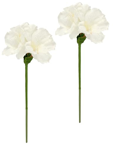 Flores artificiales Amaryllis 60 cm, juego de 2 flores artificiales para coronas de Adviento, guirnaldas, ramas, ramas, decoración de mesa, flores de invierno, decoración navideña, color blanco