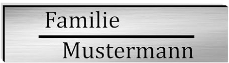 KIWISTAR UG - ab 1x - Namensschild Strich 60x15mm Briefkastenschild selbstklebend - silber-schwarz gebürstet - Klingelschild personalisiert - Briefkastenschild - Türschild mit Gravur UV und wetterfest