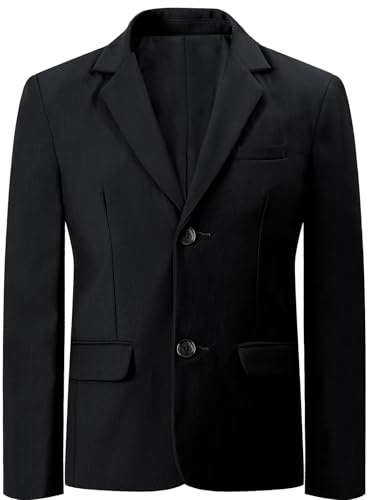 mintgreen Boys Suit Jacket, Kid Wedding Blazer, Black, 11-12 Years, 12