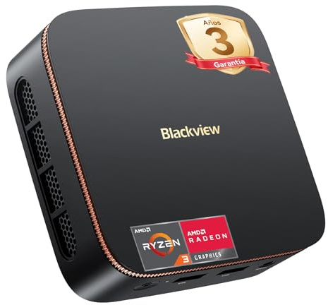 Blackview MP20 Mini PC AMD Ryzen 3300U W-11 Pro (Defeat N95/N150), 16GB RAM 512GB SSD Mini Ordenador de Sobremesa, 4K@60Hz UHD, USB 3.2+HDMI+DP+RJ45 para Negocios/Escuela/Oficina-Garantía de 3 años