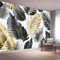 Papier Peint Panoramique 350 x 256 cm, Plantes Tropicales Feuilles De Palmier Poster Photo Mural Papier Peint Décoration Murale Salon Chambre á Coucherr Bureau Enfant Chambre, Noir Or