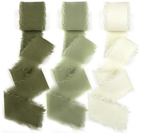 RUBY Nastro con fiocco, 3 colori, 2,5 cm x 19,5 m, nastro in chiffon fatto a mano, per confezioni regalo, matrimonio, floristica, decorazione da tavolo e fai da te, sogni naturali