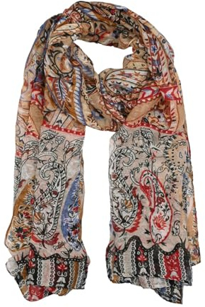 LUMBERJACK Sciarpa da Donna Morbida in Viscosa, Fantasia Paisley, Beige, Elegante e Calda, Con Scatola Regalo