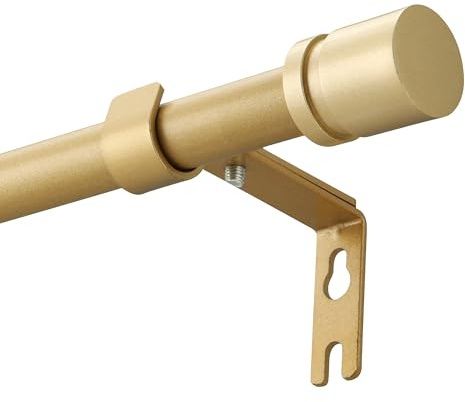 Barra para cortinas extensible de 16 mm, barra para cortinas dorada con pomos y soportes, 63-183 cm, adecuada para ventanas y dormitorio