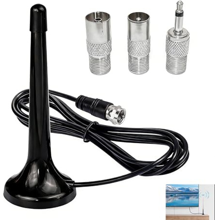 Teleskopisk inomhus DAB FM-radioantenn för HiFi-tuner, inomhus radioantenn, 75 ohm stereomottagare och bärbar radio, DAB-FM-antenn med stabil bas och kabel, 3 meter, för hemmakontor