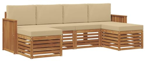 vidaXL Utomhussoffset 6 st Naturlig och Beige
